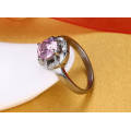 Fashion Stainless Steel Large Pink Diamond Stone Inlay Female Rings